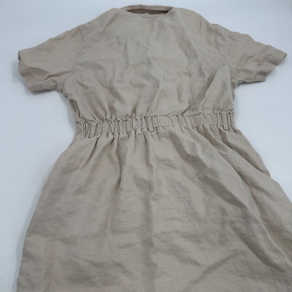 Eddie Bauer Womens Petite Button Up Utility Dress Linen Blend Tan Size Small - Picture 11 of 12